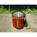 Weather resistant steel & wooden outdoor dustbin/park wooden dustbin/wood dustbin